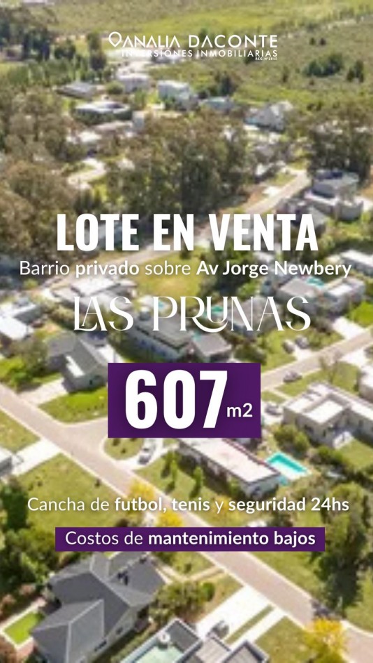 Lote en barrio privado Las Prunas
